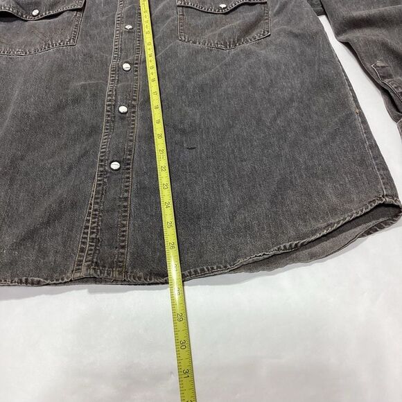 Authentic Wrangler Pearl Snap Shirt Long Sleeve Gray S - Picture 11 of 11